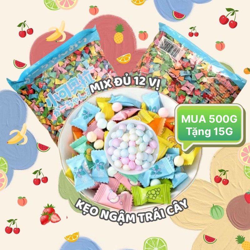 [hàng chuẩn/Combo 400viên -500g] Kẹo ngậm vitamin C 12 vị the mát