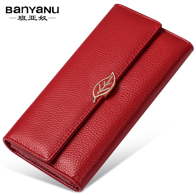 Ví dài nữ cầm tay da bò nắp gập, bóp nữ cao cấp BCV-VN01 chính hãng BANYANU có hộp làm quà tặng phong cách sang trọng