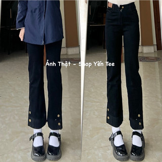 ( Ảnh Thật ) Quần ống đứng cúc chân ,mặc đi học,  che khuyết điểm Yến Tee Shop
