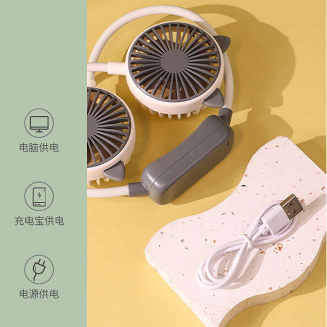 Quạt Mát Đeo Cổ Có Thể Gấp Gọn Tích Điện 3 chế độ pin 4000mAh sạc USB tiện lợi