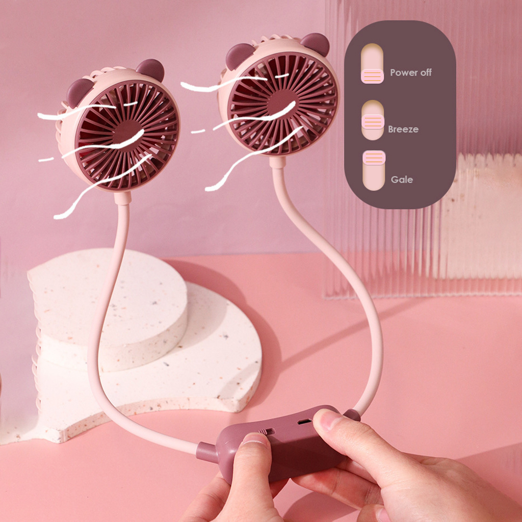 Quạt Mát Đeo Cổ Có Thể Gấp Gọn Tích Điện 3 chế độ pin 4000mAh sạc USB tiện lợi