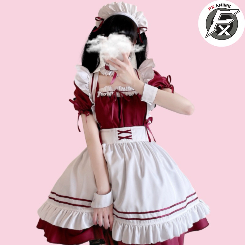 (TẶNG KÈM VỚ)Váy Maid 9 món Phụ Kiện - Maid ngắn cosplay, trang phục ...