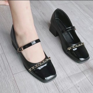 (Lùi 1 sz) Giày marry đế cao 5f siêu nhẹ mix màu mũi bóng quai xích sang chảnh( 5f mix màu phối xích)