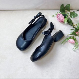 (Lùi 1 size) Giày búp bê mũi tròn 3p dây nơ sau điệu đà