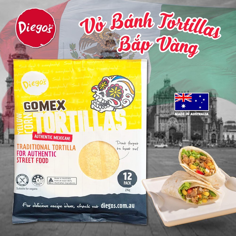 Vỏ Bánh Tortilla Bắp ăn Chay Không Gluten Nhập Khẩu Úc 12 Bánh Diego’s Gowell 276g Shopee