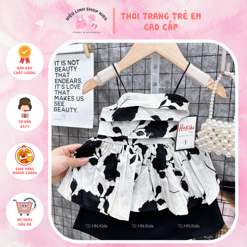 Áo Kiểu Cho Bé Diệu Linh Shop Kids - Áo Kiểu Bé Gái Thiết Kế 2 Dây Đuôi Áo Bồng Xòe Siêu Đáng Yêu Phù Hợp Cho Bé Đi Chơi