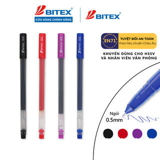 Combo 10 bút gel Bitex G08 mực xanh / đỏ / đen / tím 0.5mm
