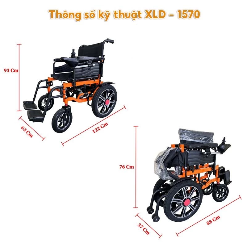 Xe Lăn Điện Cho Người Khuyết Tật Gấp Gọn, Điều Khiển Dễ Dàng, Pin Sạc Nhanh, Chính Hãng NIKITA XLD-1650