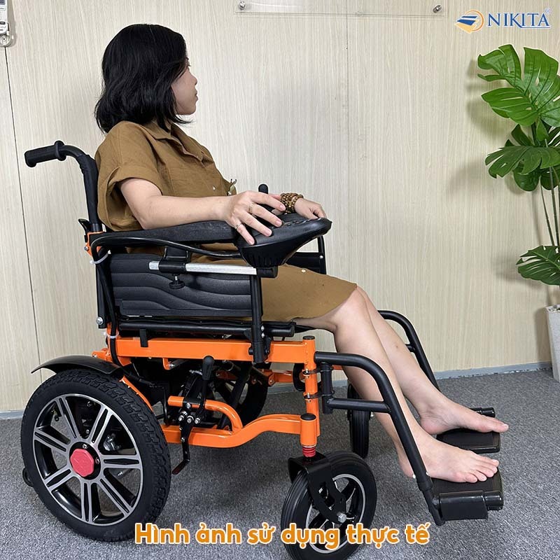 Xe Lăn Điện Cho Người Khuyết Tật Gấp Gọn, Điều Khiển Dễ Dàng, Pin Sạc Nhanh, Chính Hãng NIKITA XLD-1650