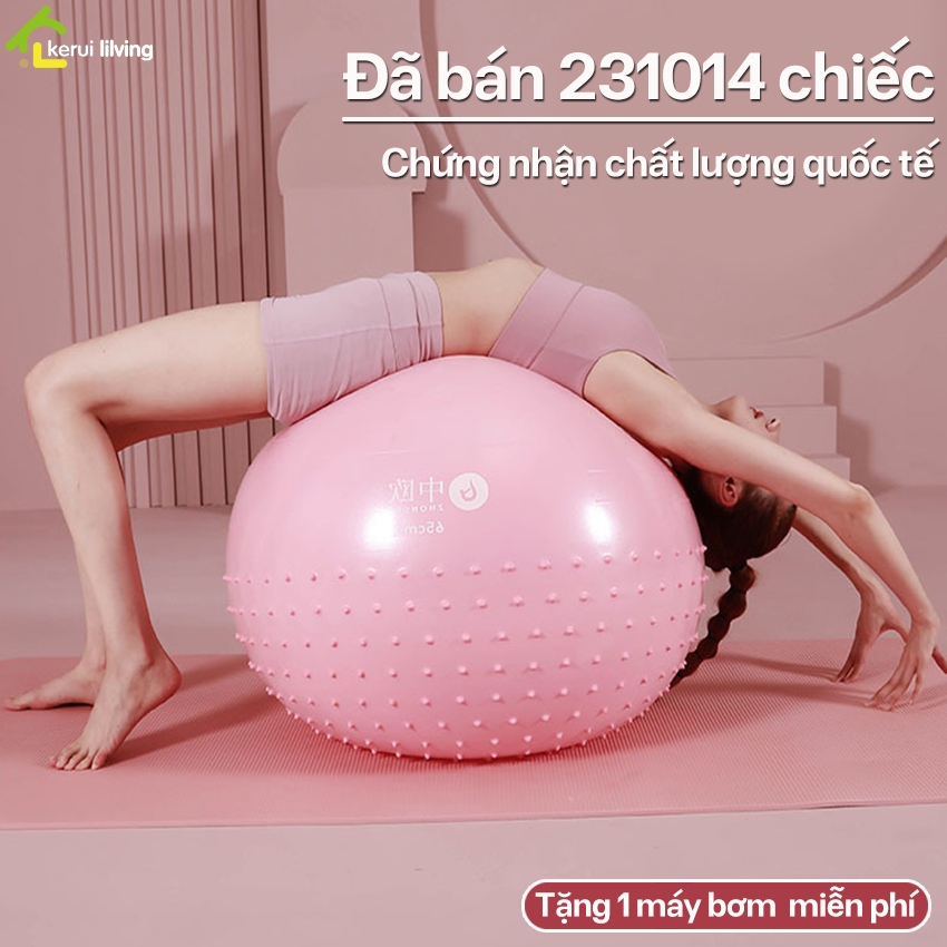 Bóng tập yoga LUMERA có gai, bóng hơi gai tập yoga, gym kèm phụ kiện bơm hơi,bóng tập gym yoga pilates