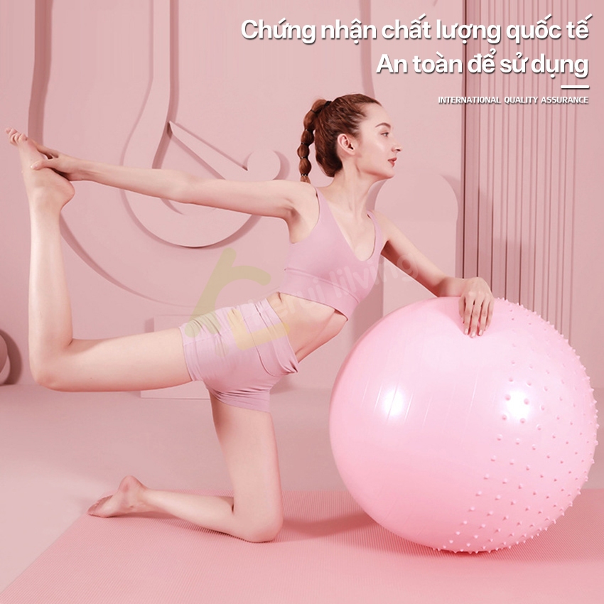 Bóng tập yoga LUMERA có gai, bóng hơi gai tập yoga, gym kèm phụ kiện bơm hơi,bóng tập gym yoga pilates