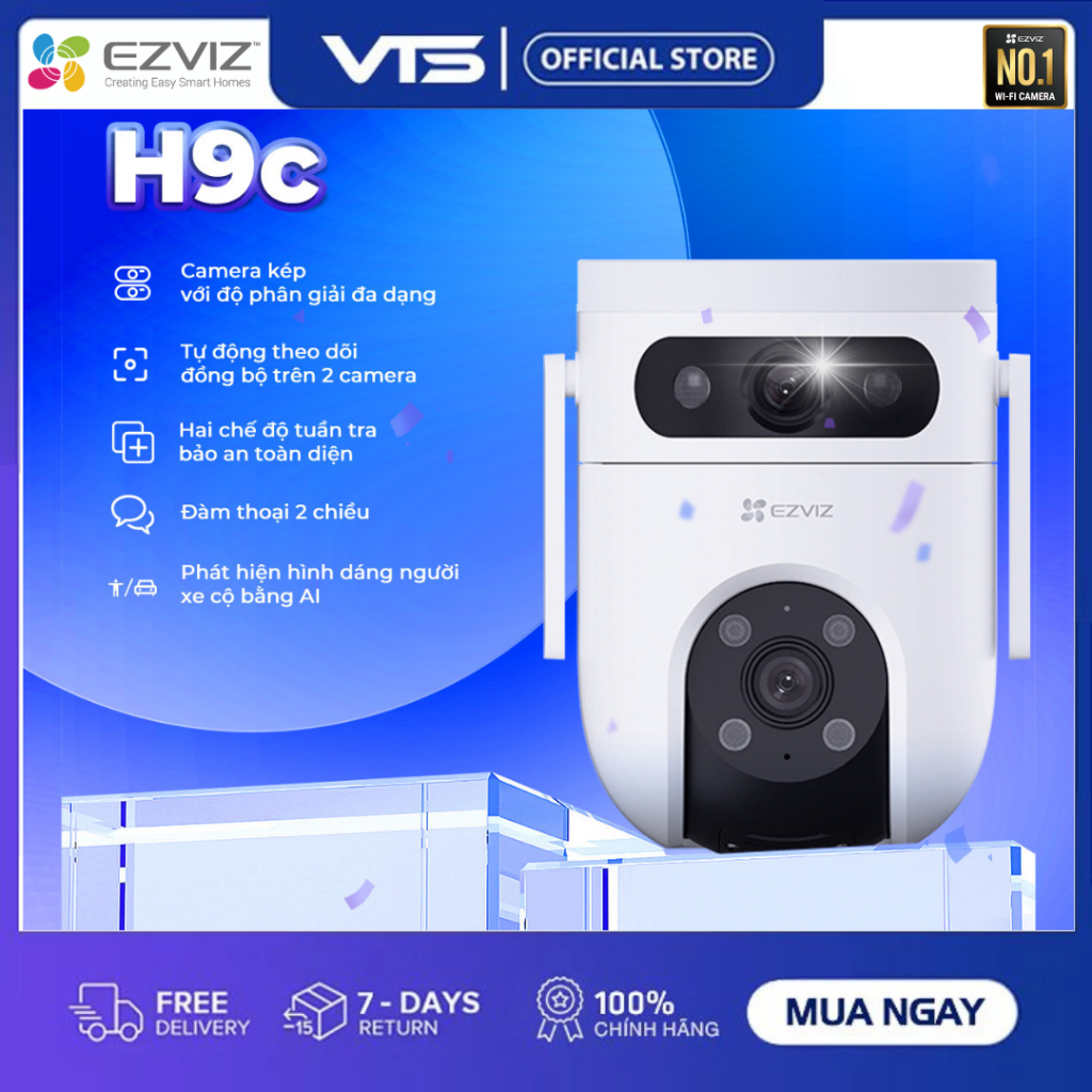 Camera Wifi 2 Mắt EZVIZ H9C 3K 5MP + 5MP, H9C 2K, H90, Ngoài Trời, Xoay ...