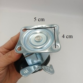 Bộ 4 bánh xe đẩy 75 mm cao su đen chịu lực cao - 2 bánh xoay và 2 bánh xoay có khóa