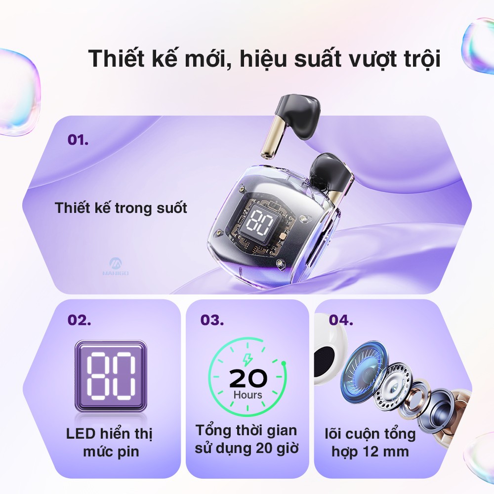 Ảnh Tai nghe Bluetooth nhét tai không dây TWS Rockspace Air Bubble nghe nhạc  đến 24h bảo hành 12 tháng 1
