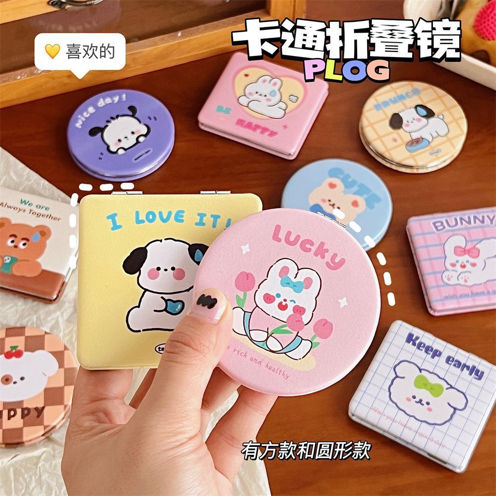 Gương Trang Điểm Cầm Tay 2 Mặt Với Nhiều Họa Tiết Hoạt Hình Đáng Yêu