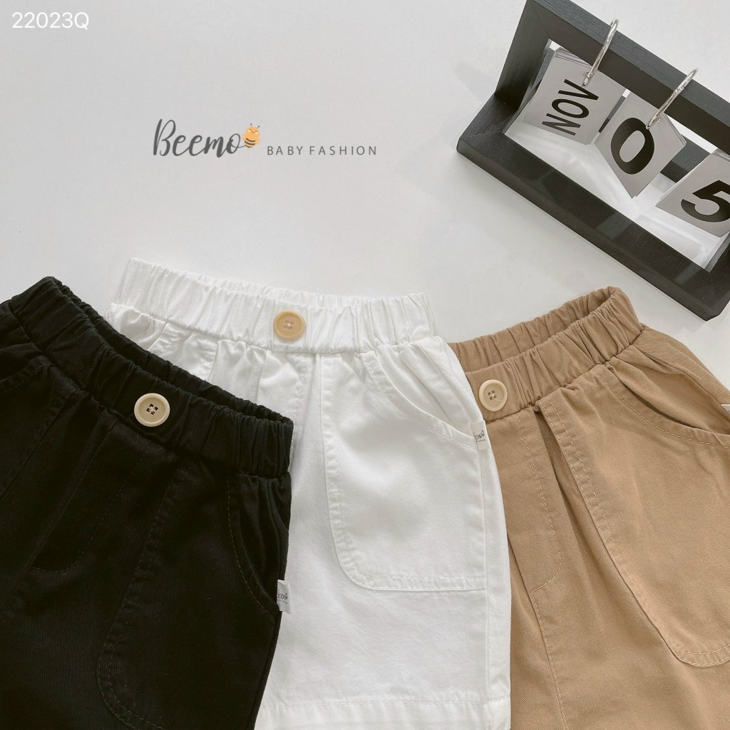 Quần đùi kaki trơn cho bé trai, quần sóc đùi bé trai hàng Beemo đẹp