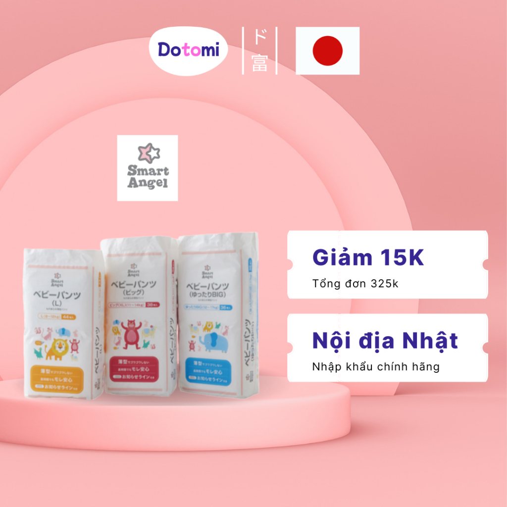 Tã/Bỉm Quần Smart Angel Nội địa Nhật, Size L44/XL38/XXL36 | Shopee Việt Nam