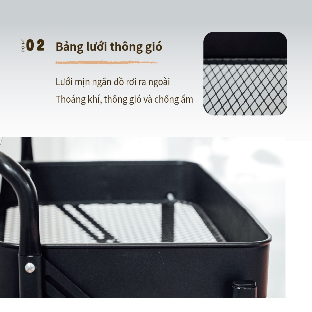 Kệ để đồ đa năng, kệ để đồ gấp gọn có bánh xe, kệ đẩy spa RICHOME SH568, kệ spa chất liệu kim loại cao cấp