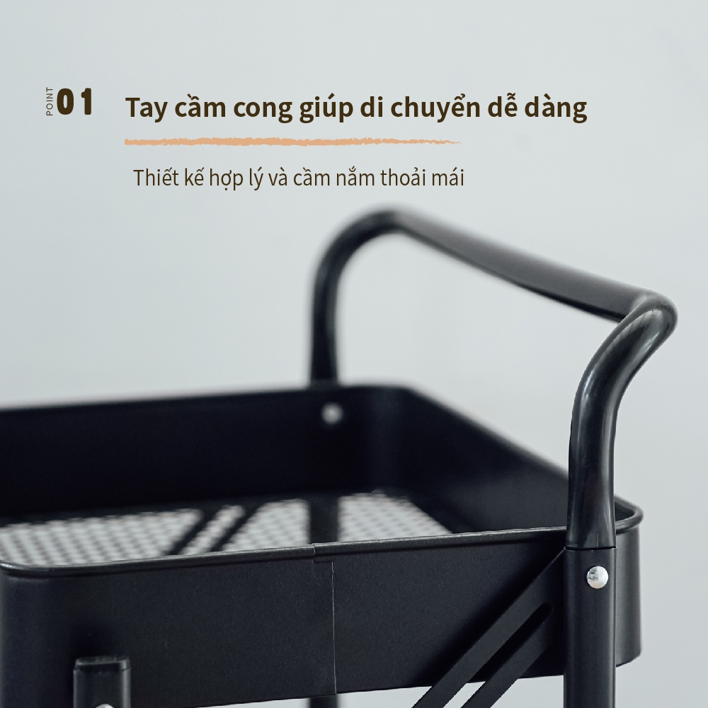 Kệ để đồ đa năng, kệ để đồ gấp gọn có bánh xe, kệ đẩy spa RICHOME SH568, kệ spa chất liệu kim loại cao cấp