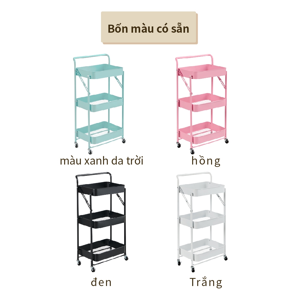 Kệ để đồ đa năng, kệ để đồ gấp gọn có bánh xe, kệ đẩy spa RICHOME SH568, kệ spa chất liệu kim loại cao cấp