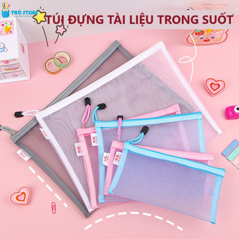 Túi đựng tài liệu, túi đựng bút, túi đựng mỹ phẩm, Clearbag dạng lưới ...