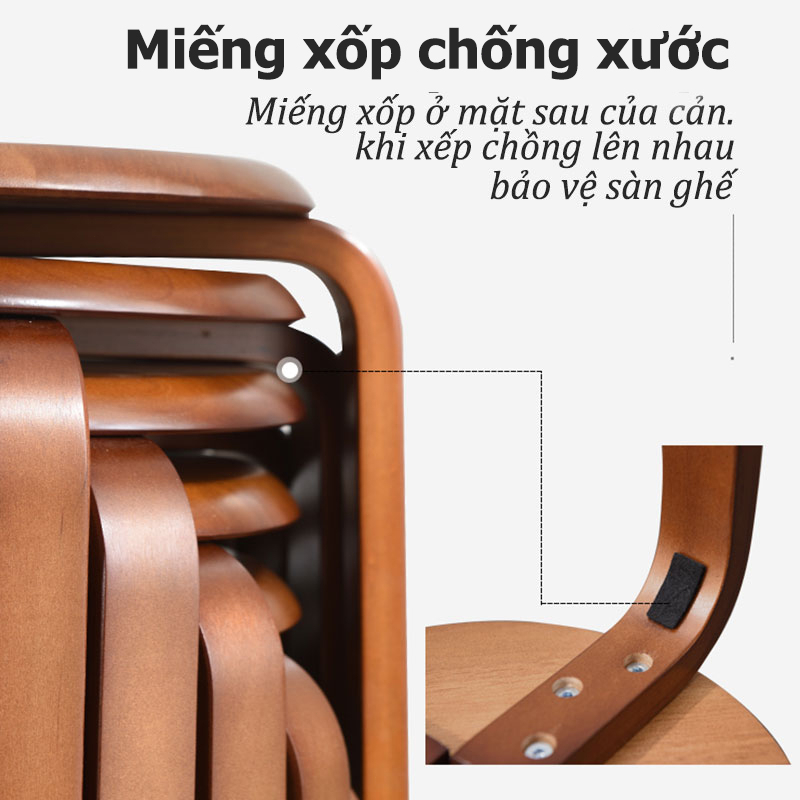 SUNNY Ghế Đôn Gỗ Tròn Chân Thẳng Dáng Thang