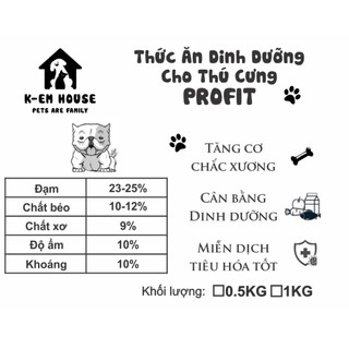 Hạt PROFIT Thức Ăn Dinh Dưỡng Cho Chó Trưởng Thành (Protein Cao, Đầy Đủ Vitamin Canxi Khoáng Chất) Tăng Cường Cơ Bắp