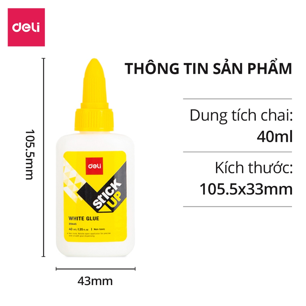 Keo Sữa Đa Năng 40ml Deli  Dán Vải Giấy Decal Làm Đồ Handmade Slime Không Mùi Chất Lượng Cao