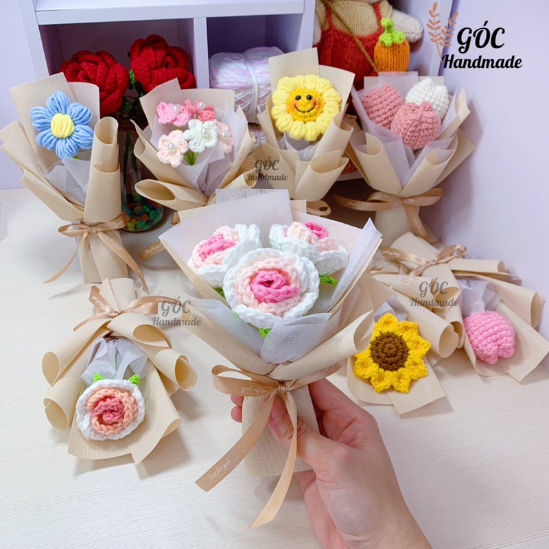 Bó Hoa Len Mini Handmade Nhiều Mẫu (cao 20cm) | Shopee Việt Nam