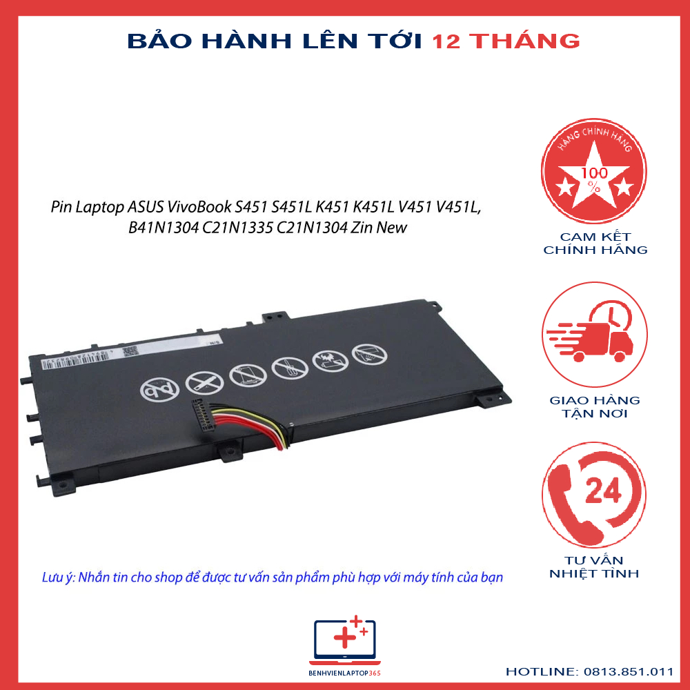 Pin Laptop ASUS VivoBook S451 S451L K451 K451L V451 V451L, B41N1304 ...