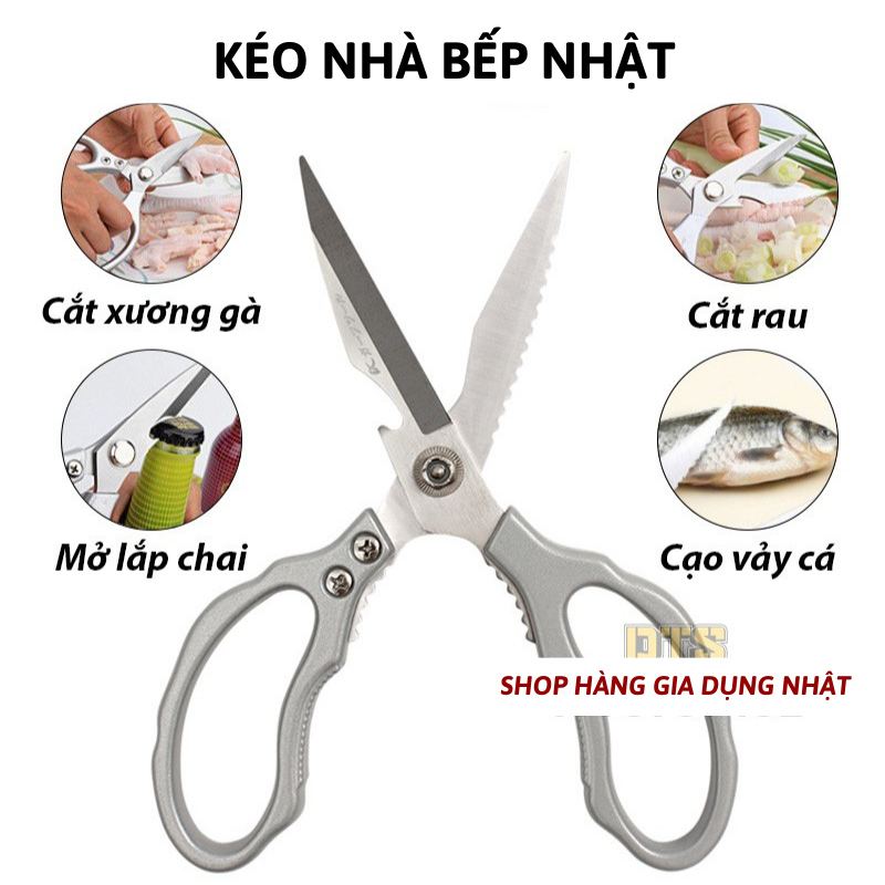 [CHÍNH HÃNG] Kéo Làm Bếp Kéo Nhật Đa Năng Kapusi Siêu Sắc, Kéo Cắt Gà Vịt SP19