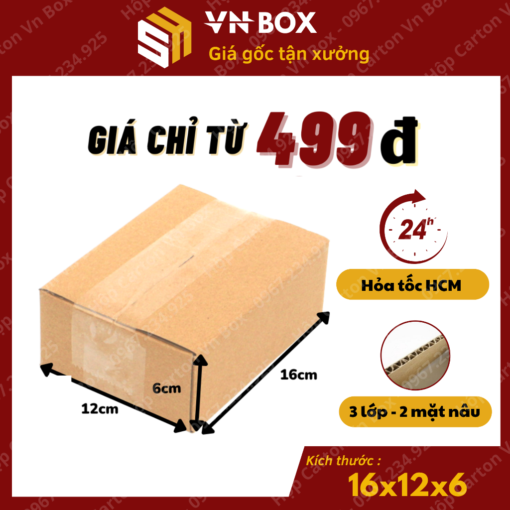 16x12x6 hộp carton đóng gói hàng size nhỏ, thùng cod gói hàng - VN BOX ...