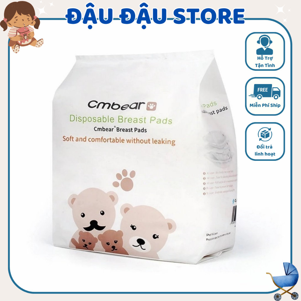Miếng Lót Thấm Sữa CM Bear Siêu Chống Thấm Chống Tràn, An Toàn, Tiết Kiệm (Túi 108 Miếng) Đậu Đậu Store