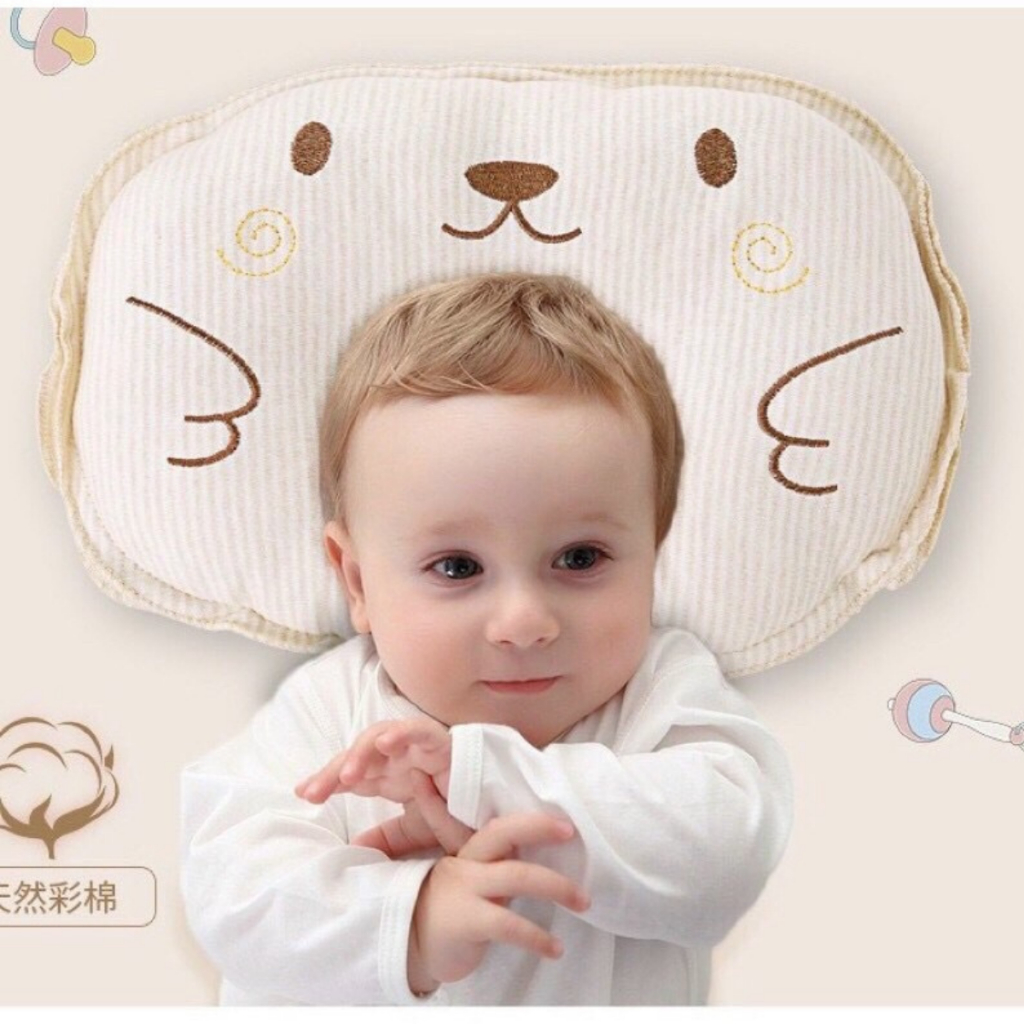 Gối lõm, Gối định hình bảo vệ cotton Mềm chống méo bẹt đầu cho bé sơ sinh Đậu Đậu Store