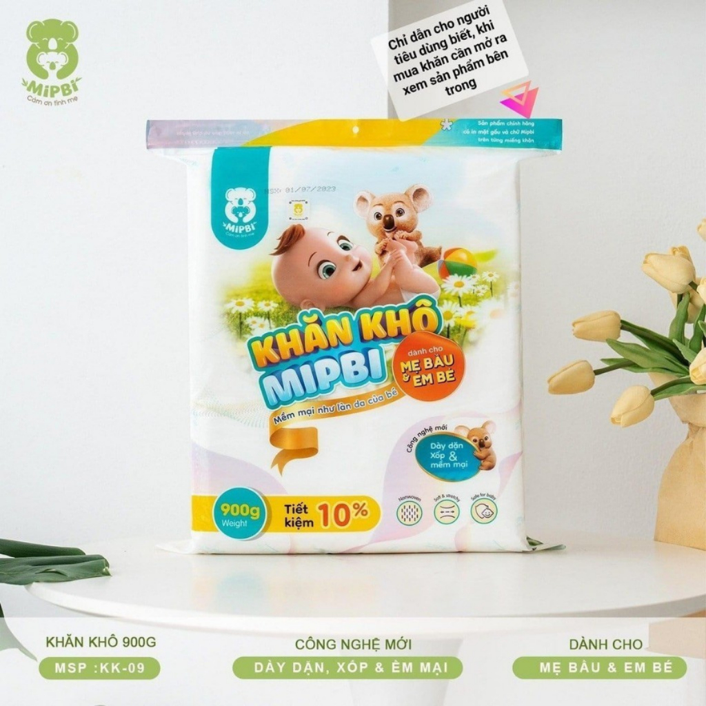 Khăn Vải Khô Đa Năng 💖𝐅𝐑𝐄𝐄 𝐒𝐇𝐈𝐏💖 Khăn Vải Khô Đa Năng Mipbi Mềm Mại, An Toàn, Đa Năng Cao Cấp 900g Dành Cho Mẹ Và Bé