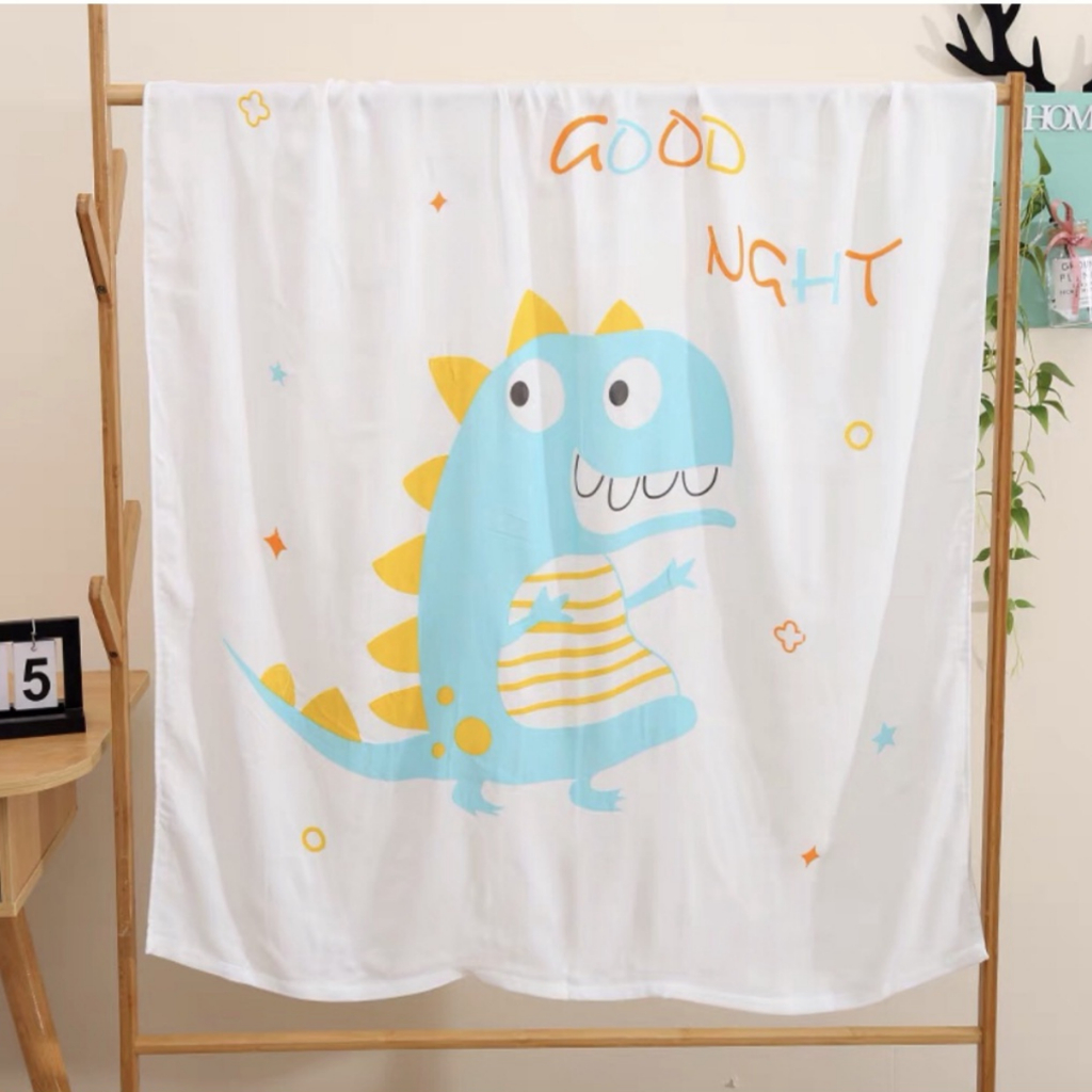 Chăn Lụa Cho Em Bé Sơ Sinh 110 x 110 cm, Đi Học Mẫu Giáo, Khăn Tắm Cho Bé Sơ Sinh Vải Lụa Sợi Tre Mềm Mịn, Thoáng Mát