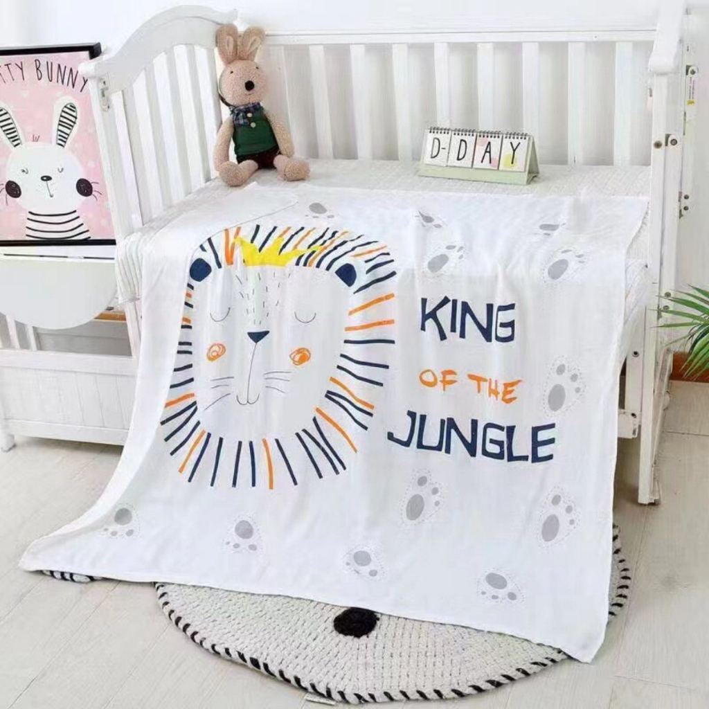 Chăn Lụa Cho Em Bé Sơ Sinh 110 x 110 cm, Đi Học Mẫu Giáo, Khăn Tắm Cho Bé Sơ Sinh Vải Lụa Sợi Tre Mềm Mịn, Thoáng Mát