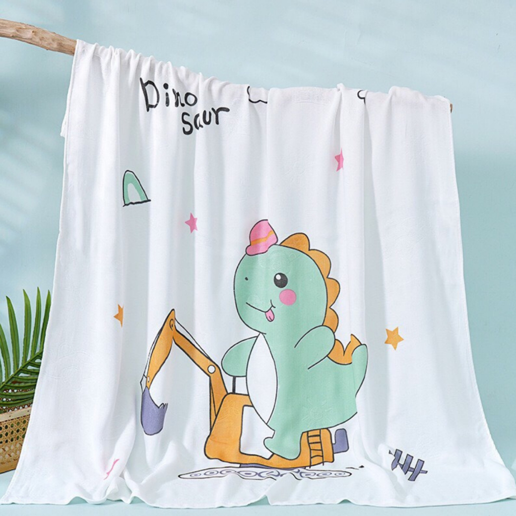 Chăn Lụa Cho Em Bé Sơ Sinh 110 x 110 cm, Đi Học Mẫu Giáo, Khăn Tắm Cho Bé Sơ Sinh Vải Lụa Sợi Tre Mềm Mịn, Thoáng Mát