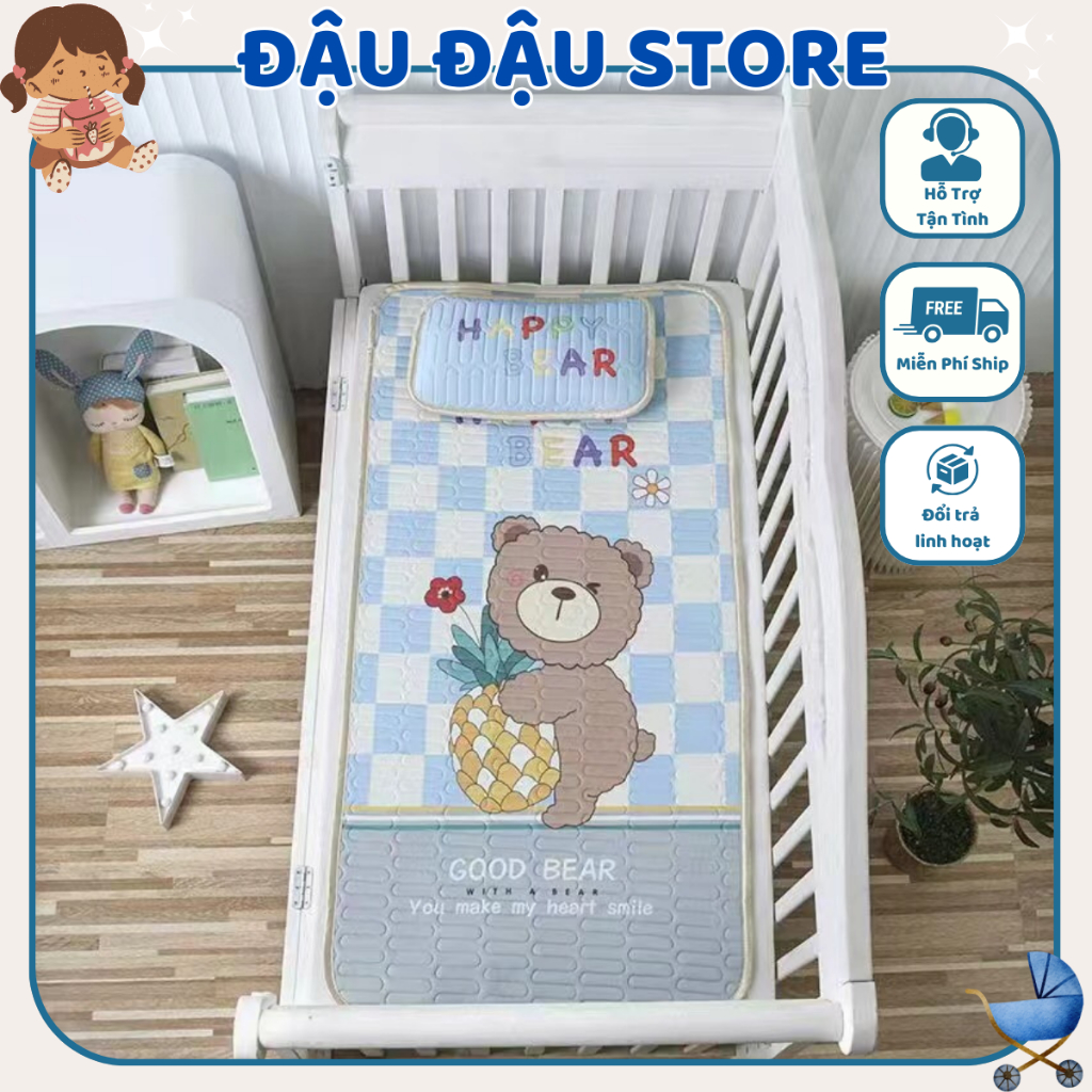 Chiếu điều hòa cao su non cho bé in họa tiết 5D cho bé thoáng mát, điều hòa trẻ em họa tiết Đậu Đậu Store 💖Tặng Gối💖