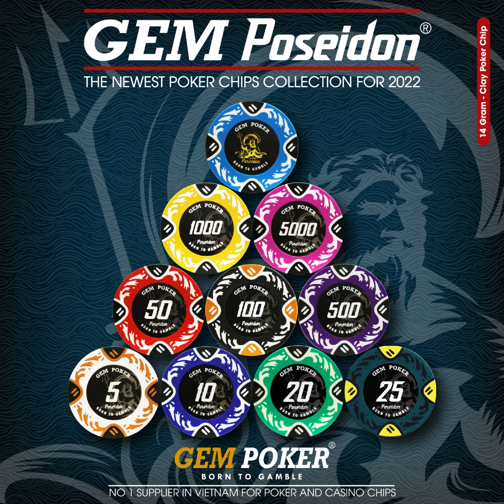 CHIP POKER GEM POSEIDON CLAY 14G 3 TONES ĐẤT SÉT LÕI SẮT - CỌC 25 CHIP ...