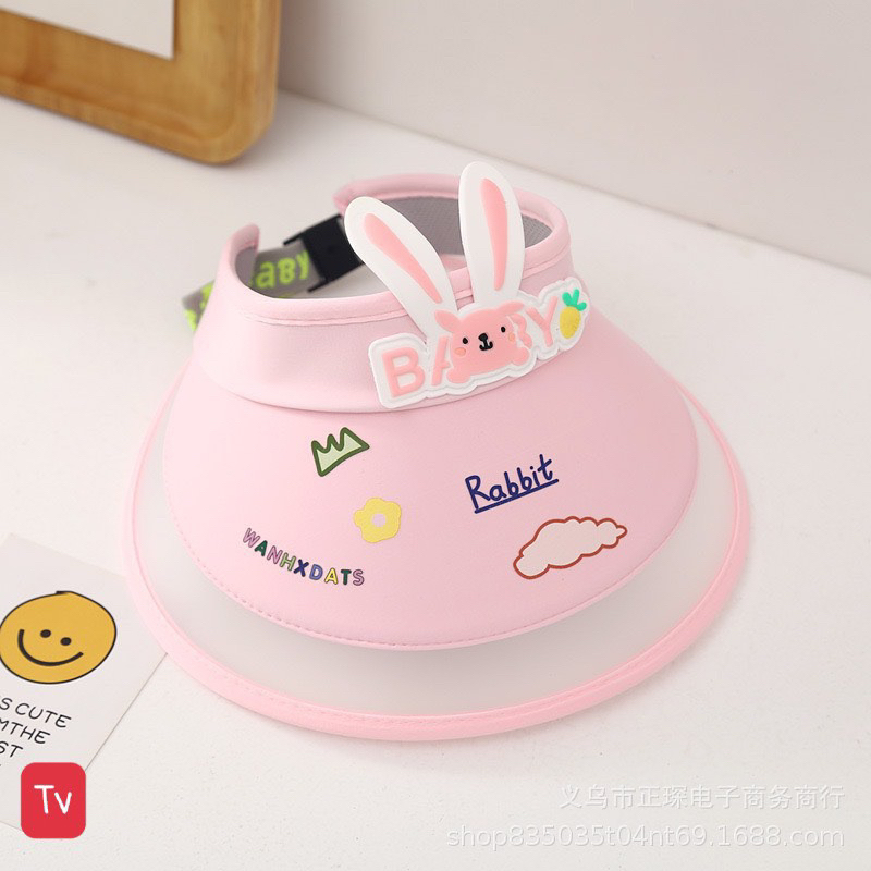 Mũ Nón Rộng Vành Hở Chóp Thỏ Chống Tia Cực Tím Họa Tiết Hoạt Hình Dễ Thương Cho Bé (   hot)