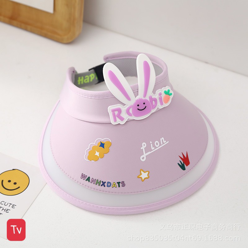 Mũ Nón Rộng Vành Hở Chóp Thỏ Chống Tia Cực Tím Họa Tiết Hoạt Hình Dễ Thương Cho Bé (   hot)