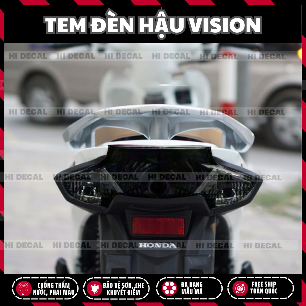 Tem decal dán đèn hậu VISION 2015 - 2024 | Decal dán đèn hậu trang trí, không thấm nước | Tặng tem simpsons