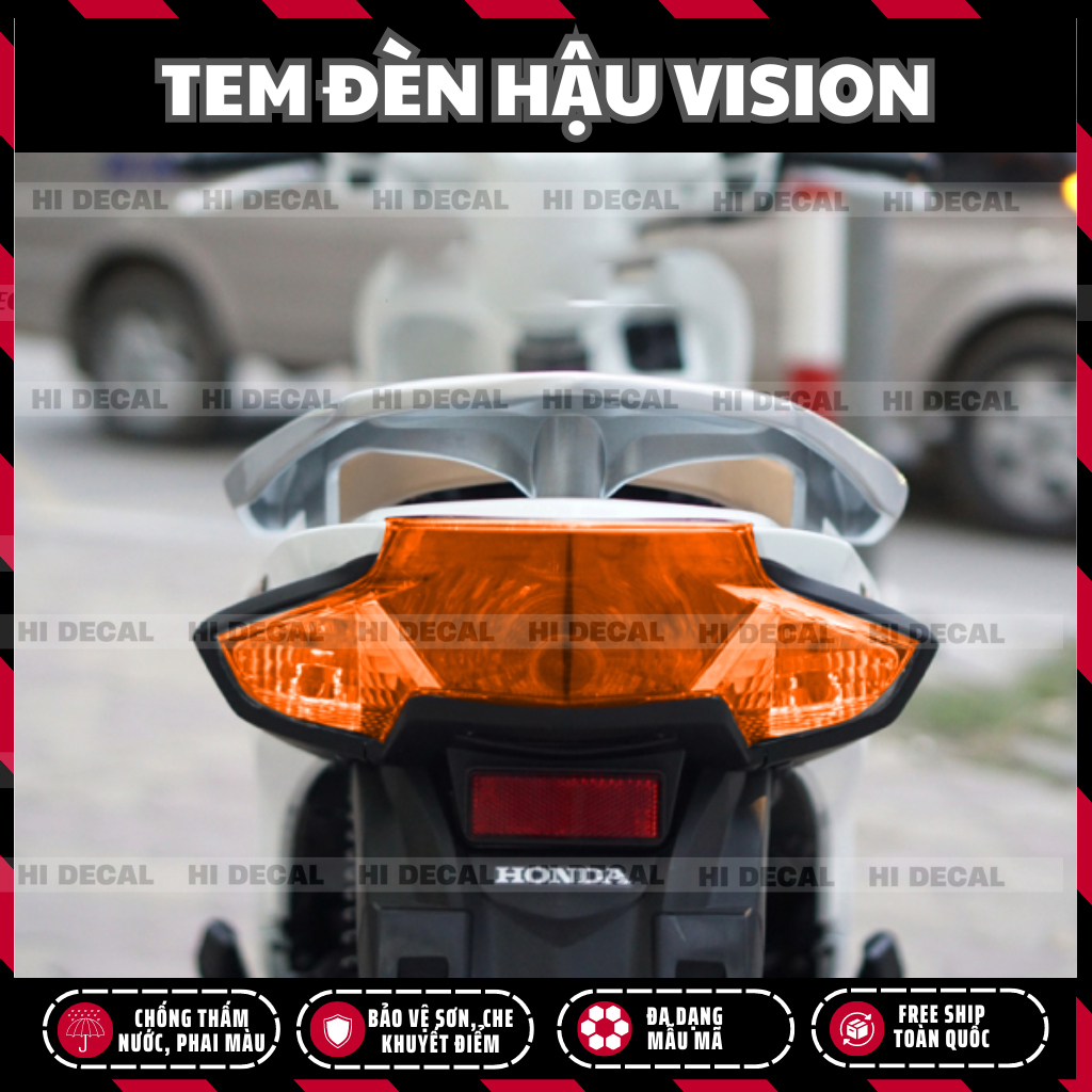 Tem decal dán đèn hậu VISION 2015 - 2024 | Decal dán đèn hậu trang trí, không thấm nước | Tặng tem simpsons