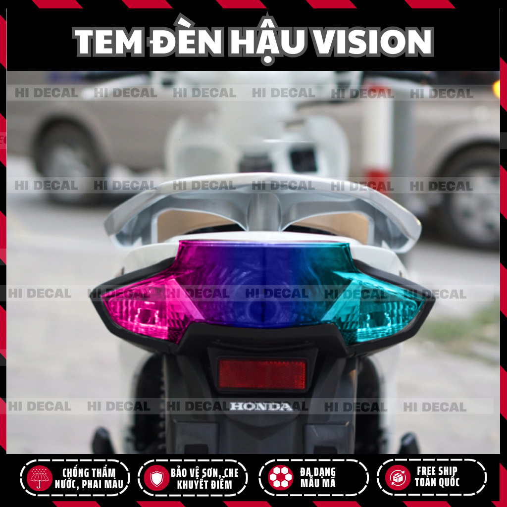 Tem decal dán đèn hậu VISION 2015 - 2024 | Decal dán đèn hậu trang trí, không thấm nước | Tặng tem simpsons