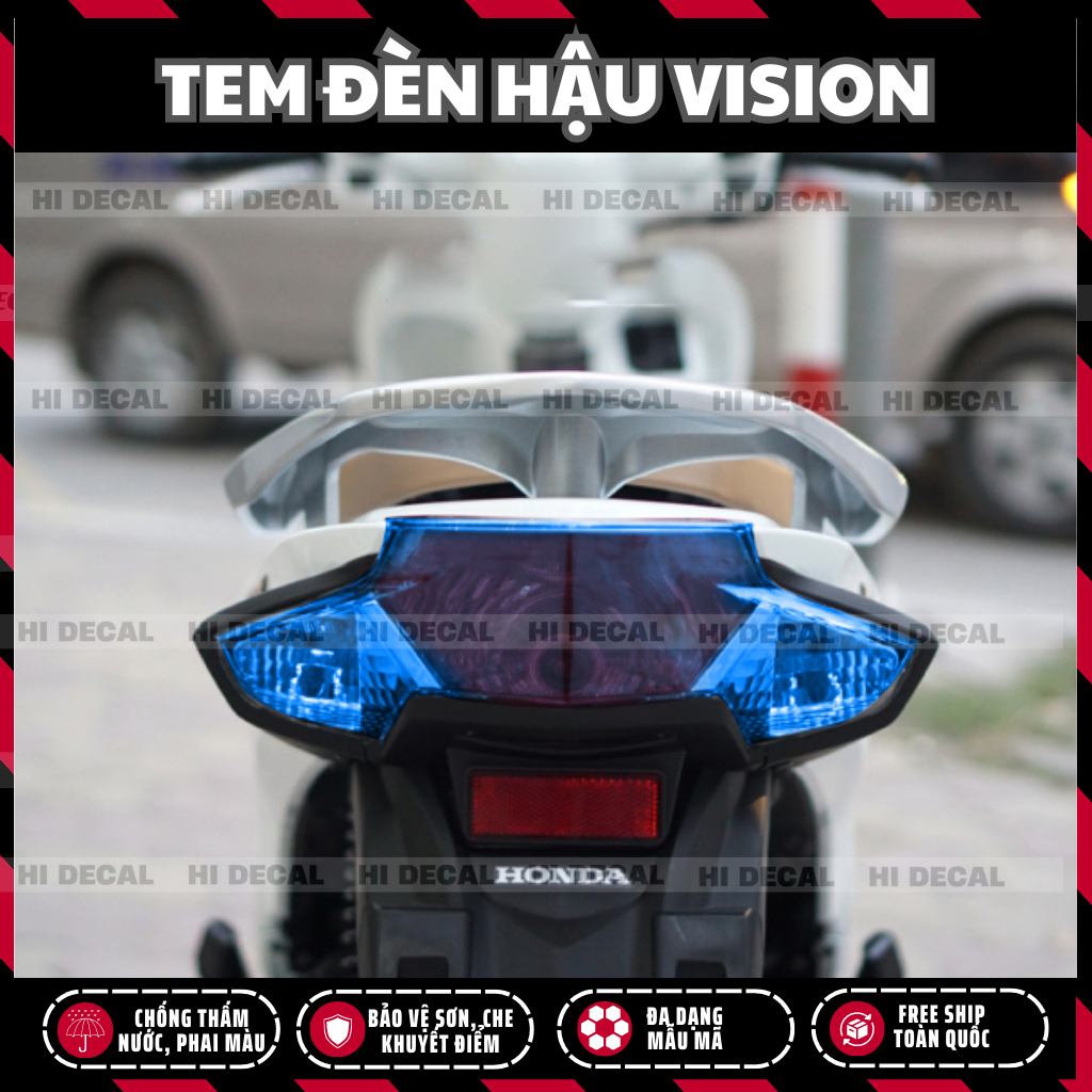 Tem decal dán đèn hậu VISION 2015 - 2024 | Decal dán đèn hậu trang trí, không thấm nước | Tặng tem simpsons