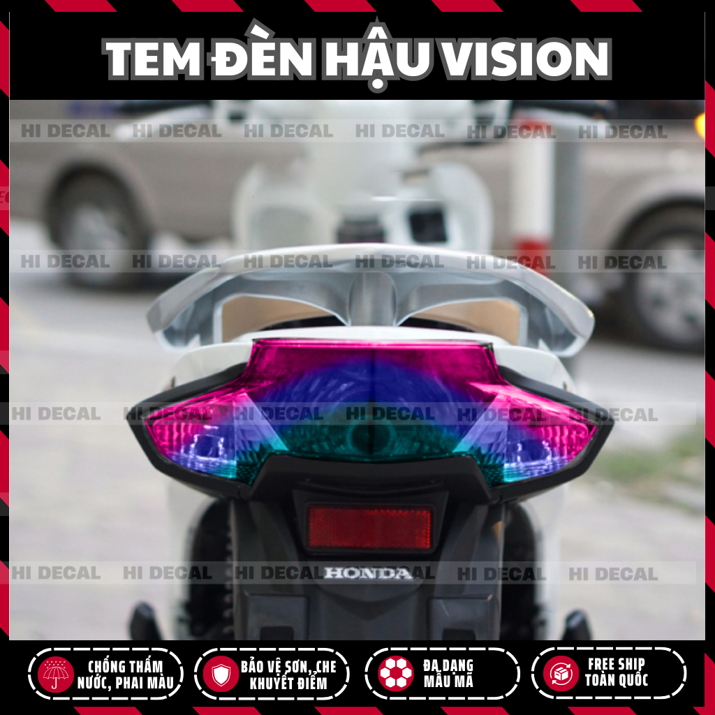 Tem decal dán đèn hậu VISION 2015 - 2024 | Decal dán đèn hậu trang trí, không thấm nước | Tặng tem simpsons