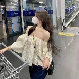 Áo trễ vai dáng rộng bồng xoè tiểu thư hàng Quảng Châu, áo hở vai gấm xốp mùa hè hottrend 2024 MT33 SP111