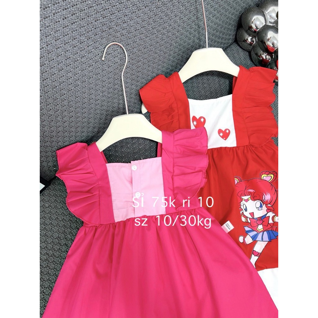 Váy Tiểu Thư Cho Bé Diệu Linh Shop Kids - Đầm Cho Bé Thiết Kế Bung Xòe Đáng Yêu Cùng Hình Gấu Hồng In Chân Váy