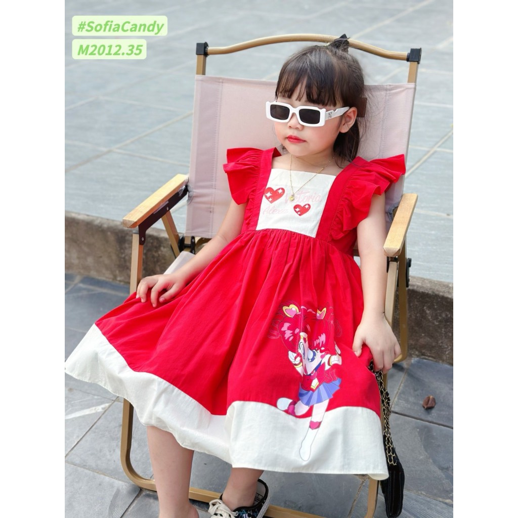 Váy Tiểu Thư Cho Bé Diệu Linh Shop Kids - Đầm Cho Bé Thiết Kế Bung Xòe Đáng Yêu Cùng Hình Gấu Hồng In Chân Váy
